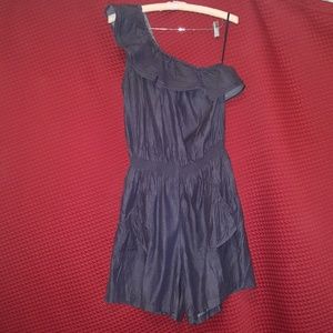 One sleeve denim romper